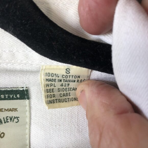 Vintage Levis Shirt Mens Small White Denim Button Front Western Workwear 90s - Picture 3 of 16